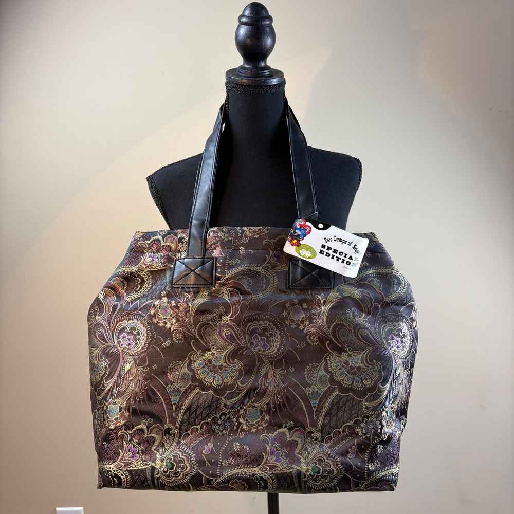 NWT Two Lumps of Sugar Special Edition Brown Paisley Brocade Tote‎ Bag 21"x14"